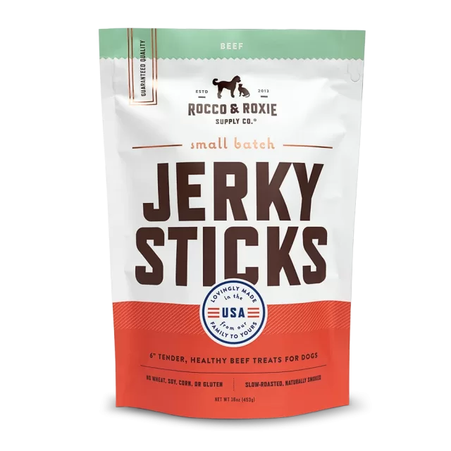Rocco Roxie Jerky Treats Beef TransparentBG SHADOW 1024x1024