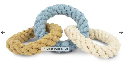 twist and tug dog toy